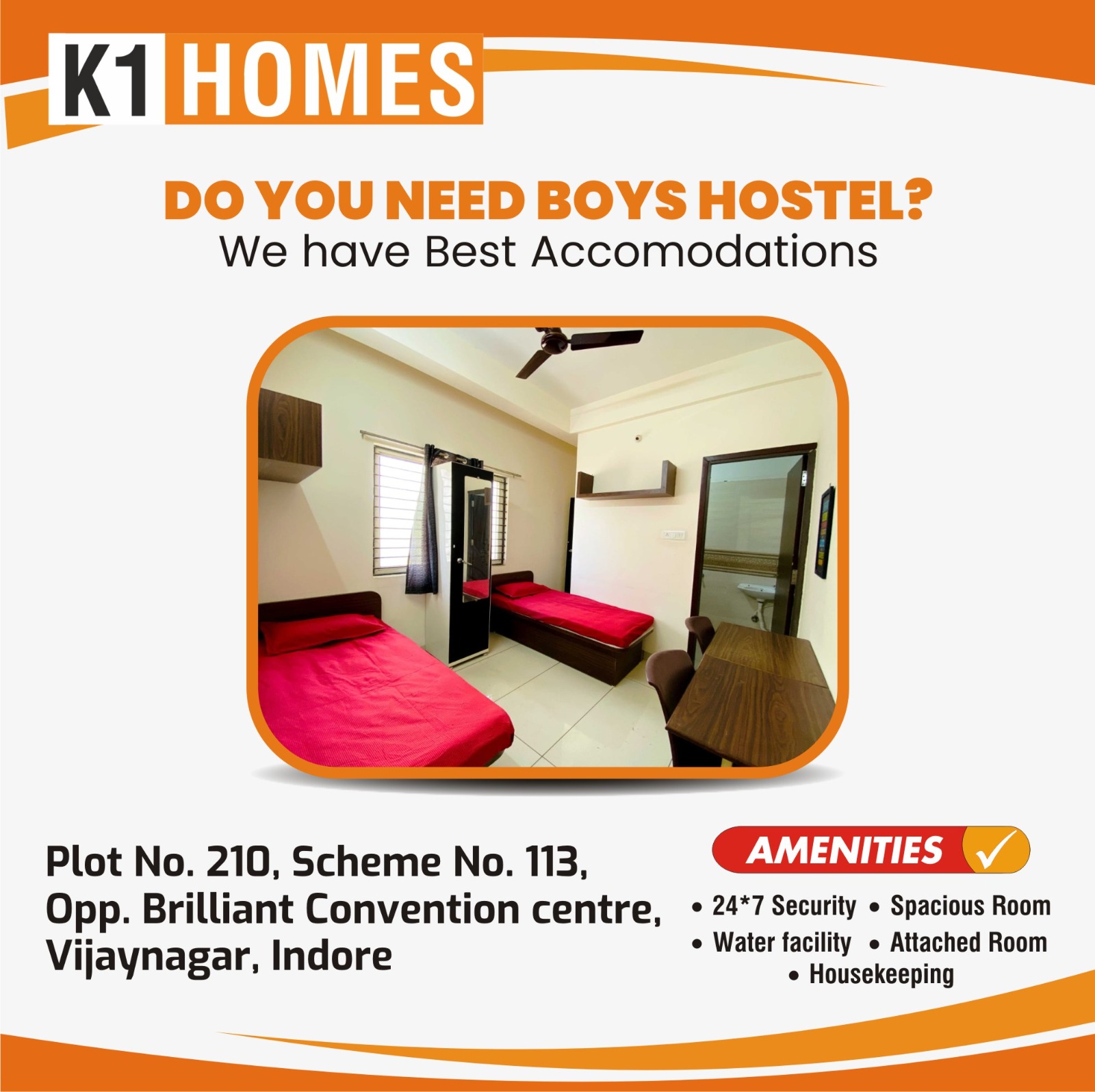 Best Boys Hostel Near Bapat Square in Indore