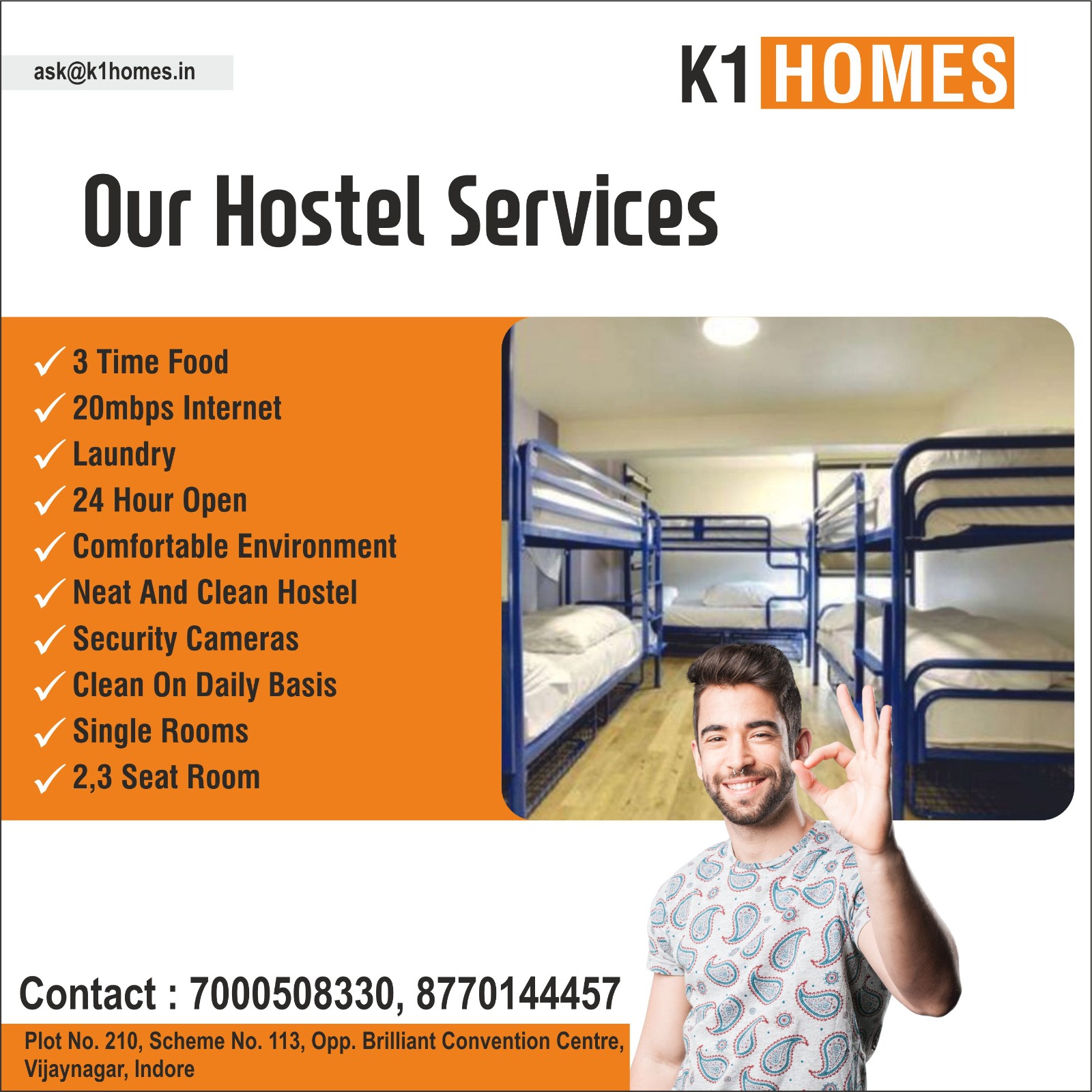 Best Hostel near Brilliant Convention Center Indore